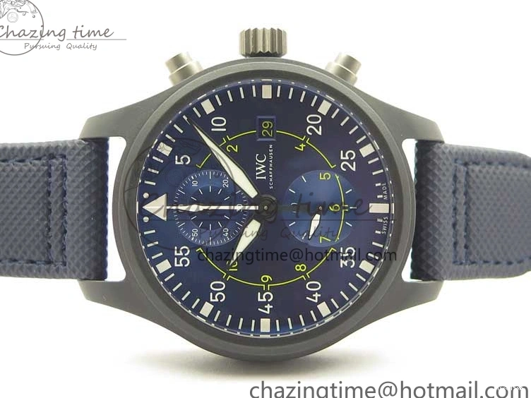 MIROTIME 0304 Reliable Pilot Chrono Blue Angels Black Ceramic ZF Best Edition on Blue Leather Strap A 7088
